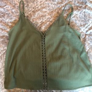 Green tank top crop top